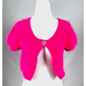 Express Design Studio Shrug Hot Pink Angora Wool Blend Shrug XS